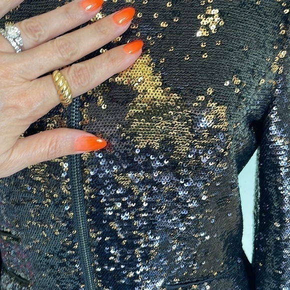 Walter Baker Keisha Black Gold Sequin Jacket - Picture 2 of 8